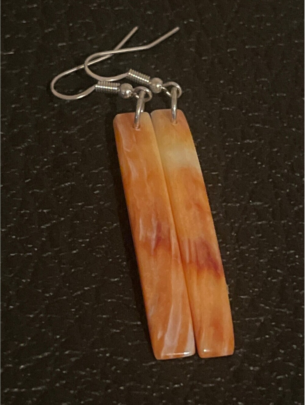 Native American Navajo handmade sterling slab earrings spiny oyster shell